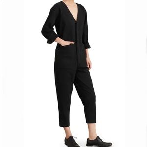 NWT Alex Mill Cotton V-Neck Boilersuit In Black Womens Size Medium Jumpsuit